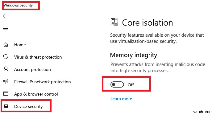 ปิดการป้องกันความสมบูรณ์ของหน่วยความจำเพื่ออัปเดต Windows 11/10 . ต่อไป 