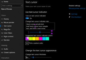 Windows 10 ให้คุณปรับแต่งเคอร์เซอร์ข้อความ ได้รับการปรับปรุงแว่นขยายและโปรแกรมอ่านหน้าจอ 