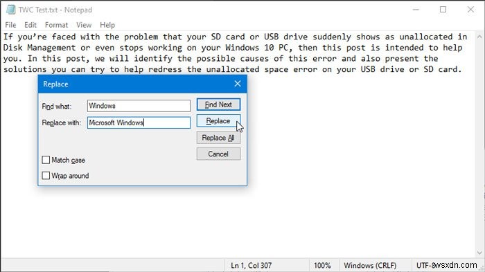 วิธีค้นหาและแทนที่ข้อความใน Notepad บน Windows 10 