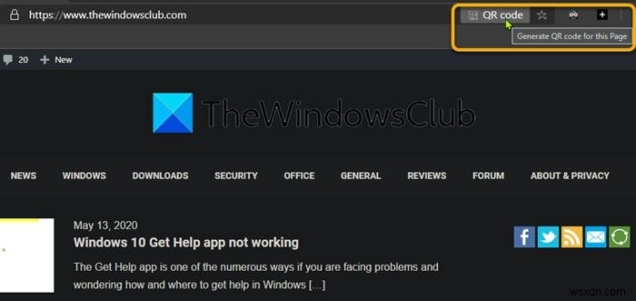 วิธีเปิดใช้งานตัวสร้างรหัส QR ในเบราว์เซอร์ Microsoft Edge 