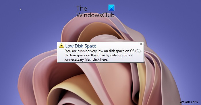 วิธีปิดการใช้งานข้อความเนื้อที่ดิสก์เหลือน้อยใน Windows 11/10 