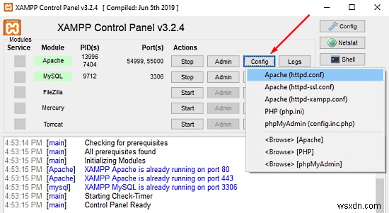 Apache ไม่ได้เริ่มต้นจากแผงควบคุม XAMPP ใน Windows 11/10 