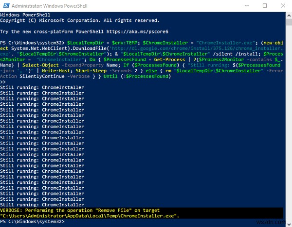 วิธีการติดตั้ง Google Chrome โดยใช้ Windows PowerShell 