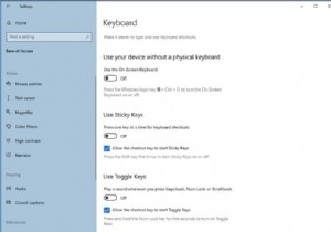 ความง่ายในการเข้าถึงการตั้งค่าแป้นพิมพ์ใน Windows 10 