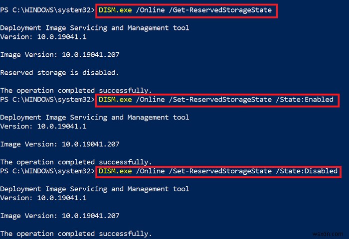 คำสั่ง DISM เพื่อปิดใช้งานหรือเปิดใช้งาน Reserved Storage ใน Windows 11/10 