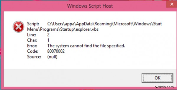 แก้ไขข้อผิดพลาด Windows Script Host เมื่อเริ่มต้น Windows 11/10 