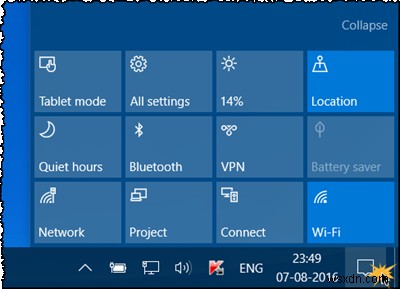 วิธีเพิ่ม ลบ จัดเรียงปุ่มการดำเนินการด่วนใน Windows 10 