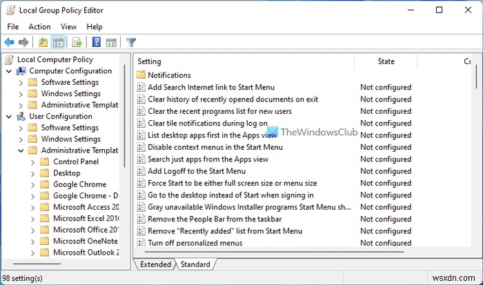 ปรับแต่ง Windows 11/10 ผ่าน Local Group Policy Editor 