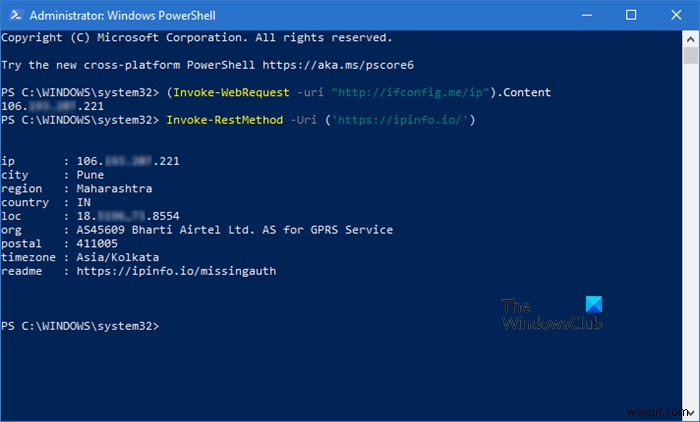 วิธีรับที่อยู่ IP สาธารณะโดยใช้ PowerShell ใน Windows 10 