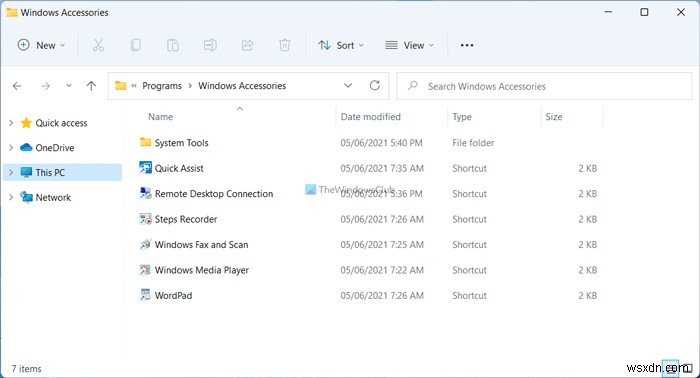 โฟลเดอร์ Accessories ใน Windows 11/10 . อยู่ที่ไหน 