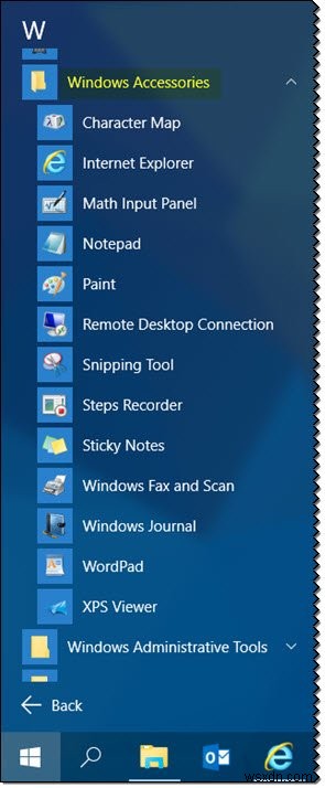 โฟลเดอร์ Accessories ใน Windows 11/10 . อยู่ที่ไหน 