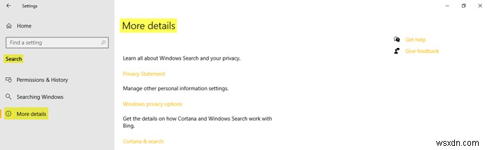 การตั้งค่าการค้นหาใน Windows 10 – การอนุญาต ประวัติ การค้นหา Windows 