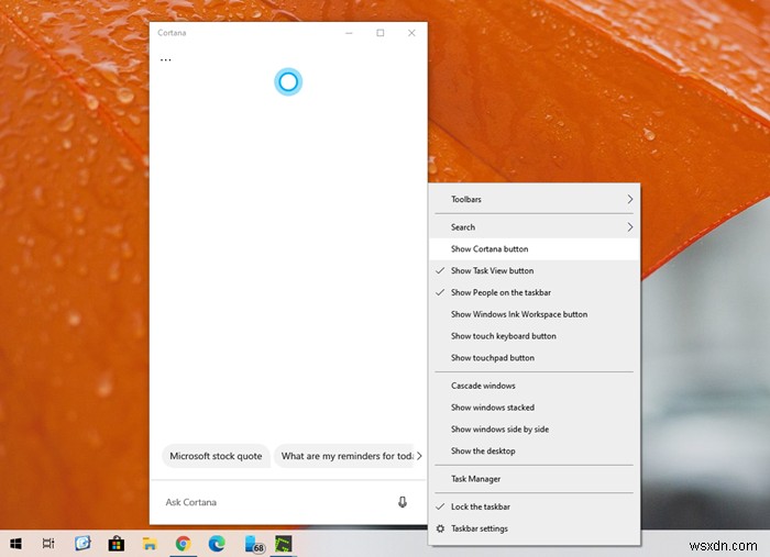 วิธีปิดการใช้งาน Cortana &ช่องค้นหาใน Windows 10 