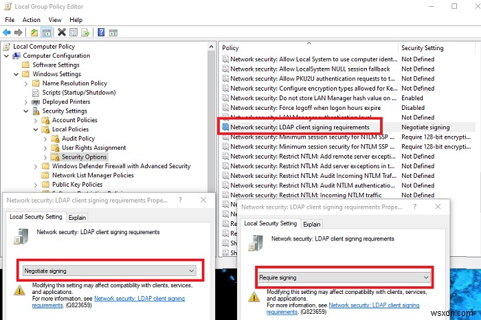 วิธีเปิดใช้งานการลงชื่อ LDAP ใน Windows Server &Client Machines 