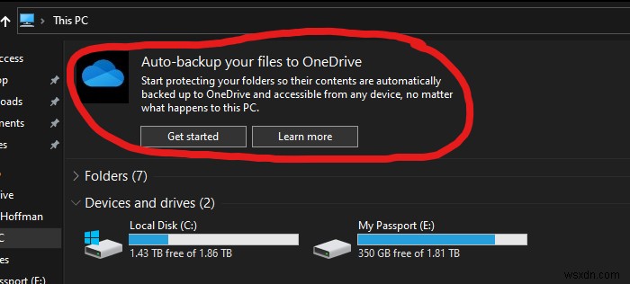 วิธีปิดใช้งานการแจ้งเตือน  สำรองข้อมูลไฟล์ของคุณไปยัง OneDrive โดยอัตโนมัติ  ใน Windows 11/10 