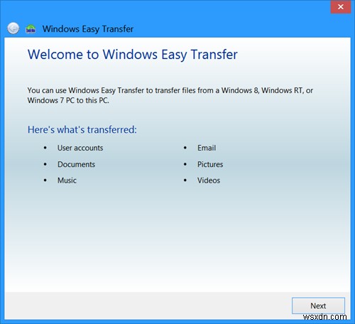 ถ่ายโอนโปรไฟล์ผู้ใช้ใน Windows OS โดยใช้ Windows Easy Transfer 