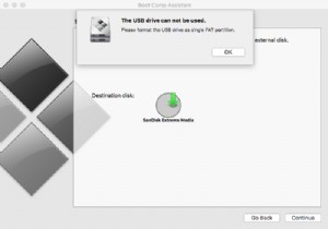 โปรดฟอร์แมตไดรฟ์ USB เป็นพาร์ติชัน FAT เดียว:Boot Camp Assistant 