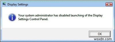 ไม่สามารถเปิดการตั้งค่าการแสดงผลในแผงควบคุมของ Windows 