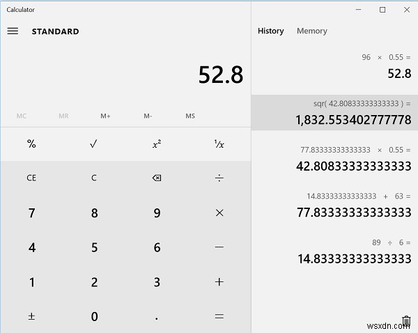 เปิดใช้งานคุณสมบัติประวัติและเก็บบันทึกการคำนวณใน Windows Calculator 