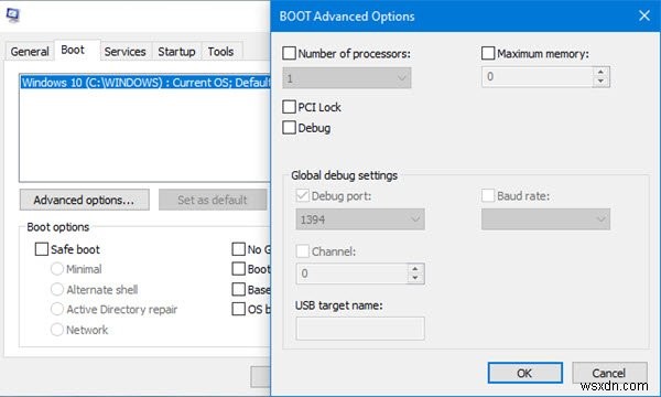 ตัวเลือกการบูตขั้นสูงใน MSCONFIG ใน Windows 11/10 คืออะไร 