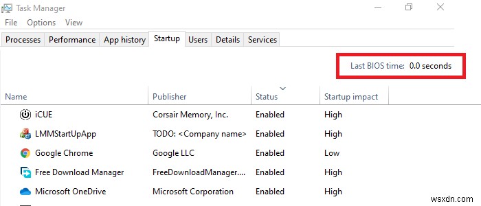 เวลา BIOS ล่าสุดใน Windows 10 Task Manager คืออะไร? 