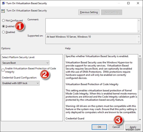 เปิดใช้งาน Credential Guard ใน Windows 11/10 โดยใช้ Group Policy 