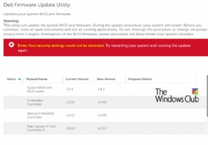 ไม่ได้ติดตั้งการอัปเดต BIOS ของ Dell – ตรวจไม่พบการตั้งค่าความปลอดภัยของคุณ 