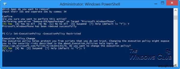 ลบหรือถอนการติดตั้งแอพ Windows Store ทั้งหมดโดยใช้สคริปต์ PowerShell 