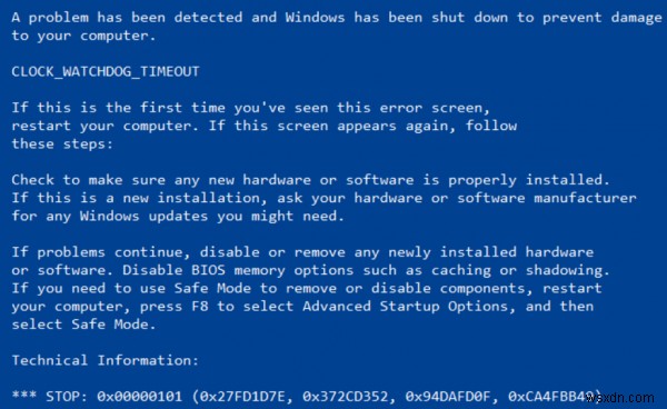 CLOCK_WATCHDOG_TIMEOUT ข้อผิดพลาดหน้าจอสีน้ำเงินใน Windows 11/10 