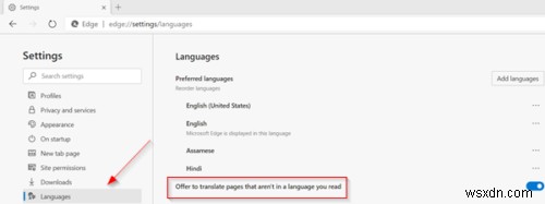 ปิดใช้งานหรือเปิดใช้งานการแปลภาษาของเว็บไซต์ เพิ่มหรือเปลี่ยนภาษาที่แสดงใน Microsoft Edge 