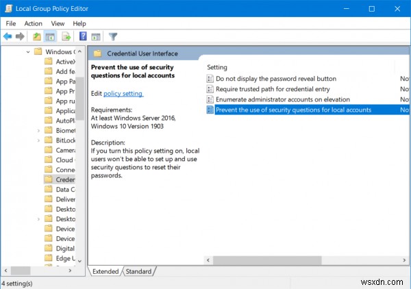 วิธีเปิดหรือปิดคำถามเพื่อความปลอดภัยใน Windows 11/10 โดยใช้ Registry หรือ Group Policy 