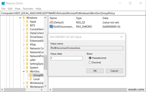 ปิดใช้งานหรือเปิดใช้งาน Soft Disconnect คอมพิวเตอร์จากเครือข่ายใน Windows 10 