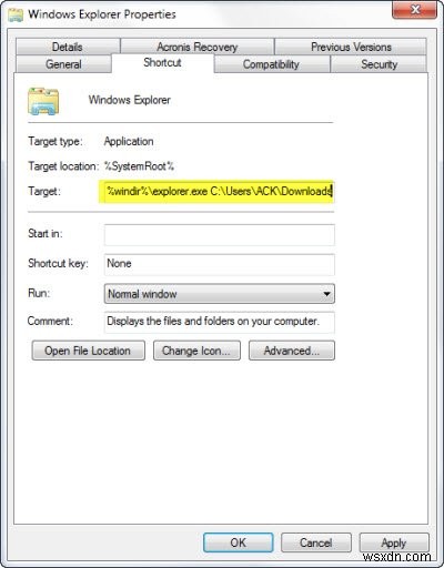 ทำให้ทางลัดของ Explorer Taskbar เปิดโฟลเดอร์โปรดของคุณใน Windows 10 