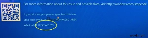 แก้ไขข้อผิดพลาด HIDCLASS.sys ล้มเหลวหน้าจอสีฟ้าใน Windows 11/10 