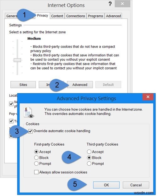 บล็อกหรืออนุญาตคุกกี้ของบุคคลที่สามใน Chrome, Firefox, Edge, Opera 