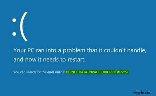 แก้ไขข้อผิดพลาด KERNEL DATA INPAGE (Msis.SYS) ใน Windows 11/10 