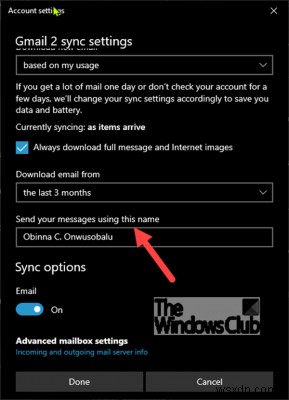 วิธีเปลี่ยนชื่อผู้ส่งอีเมลในแอป Mail ใน Windows 11/10 