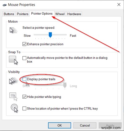 วิธีเปิดใช้งาน Mouse Pointer Trails ใน Windows 10 