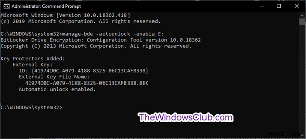เปิดหรือปิดการปลดล็อกอัตโนมัติสำหรับไดรฟ์ข้อมูลที่เข้ารหัสด้วย BitLocker ใน Windows 10 