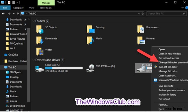 วิธีปรับแต่งเมนูบริบทของไดรฟ์เข้ารหัส BitLocker ใน Windows 10 