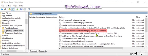 วิธีไม่อนุญาตให้ผู้ใช้มาตรฐานเปลี่ยน BitLocker PIN/รหัสผ่านใน Windows 10 