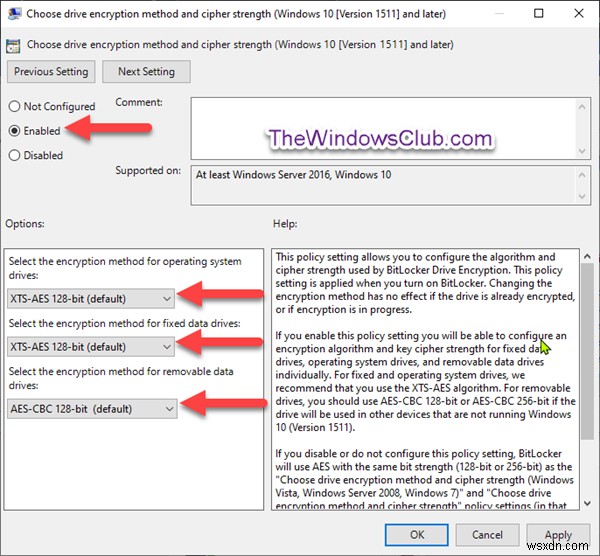 วิธีเปลี่ยนวิธีการเข้ารหัส BitLocker &ความแรงของการเข้ารหัสใน Windows 10 