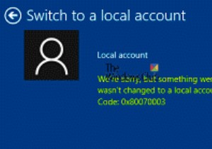 บัญชี Microsoft ของคุณไม่ได้เปลี่ยนเป็นบัญชีท้องถิ่น 