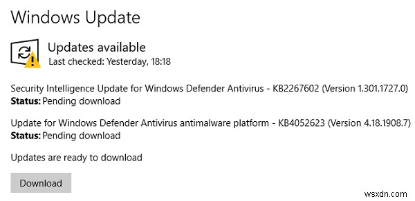 สถานะ Windows Update รอการติดตั้งหรือดาวน์โหลด กำลังเตรียมใช้งาน กำลังดาวน์โหลด กำลังติดตั้ง รอการติดตั้ง 