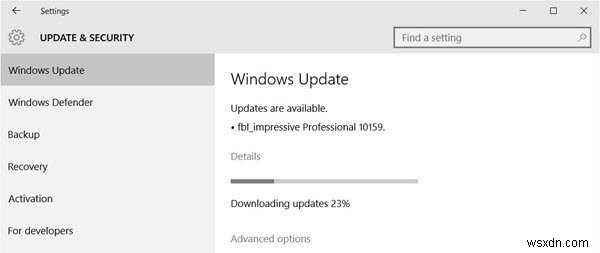 สถานะ Windows Update รอการติดตั้งหรือดาวน์โหลด กำลังเตรียมใช้งาน กำลังดาวน์โหลด กำลังติดตั้ง รอการติดตั้ง 