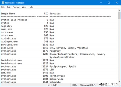วิธีสร้างและพิมพ์รายการกระบวนการที่ทำงานอยู่ใน Windows Task Manager 