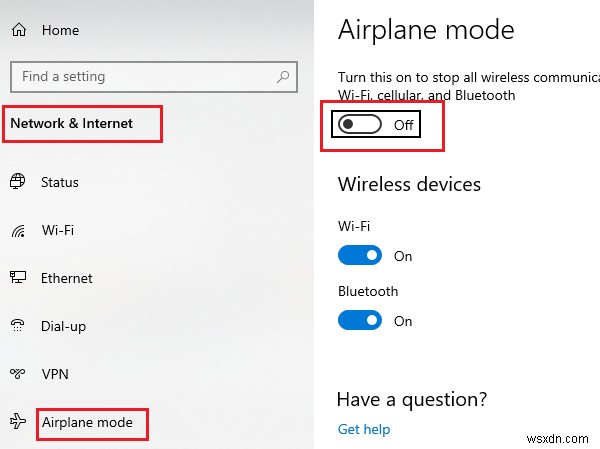 Windows 11/10 ค้างอยู่ในโหมดเครื่องบิน 
