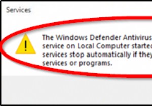 บริการตรวจสอบเครือข่าย Windows Defender Antivirus เริ่มทำงานแล้วหยุดลง 