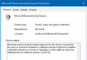 Microsoft Bluetooth A2dp Source ทำงานไม่ถูกต้อง (รหัส 52) 