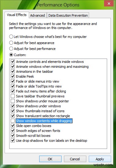 ปิดใช้งานแสดงเนื้อหาหน้าต่างขณะลากใน Windows 10 